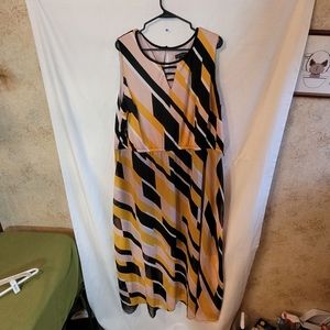 Lane Bryant Black,Yellow&Peach Striped Dress
